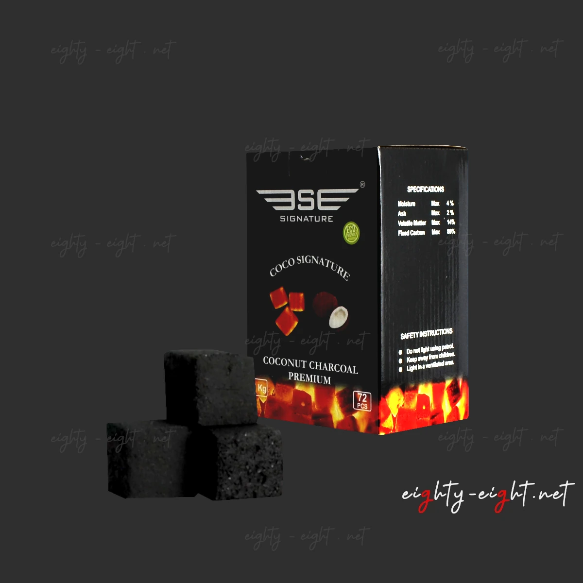 فحم كوكو سقنشر سريع الاشتعال 72 حبه - 1 كيلو