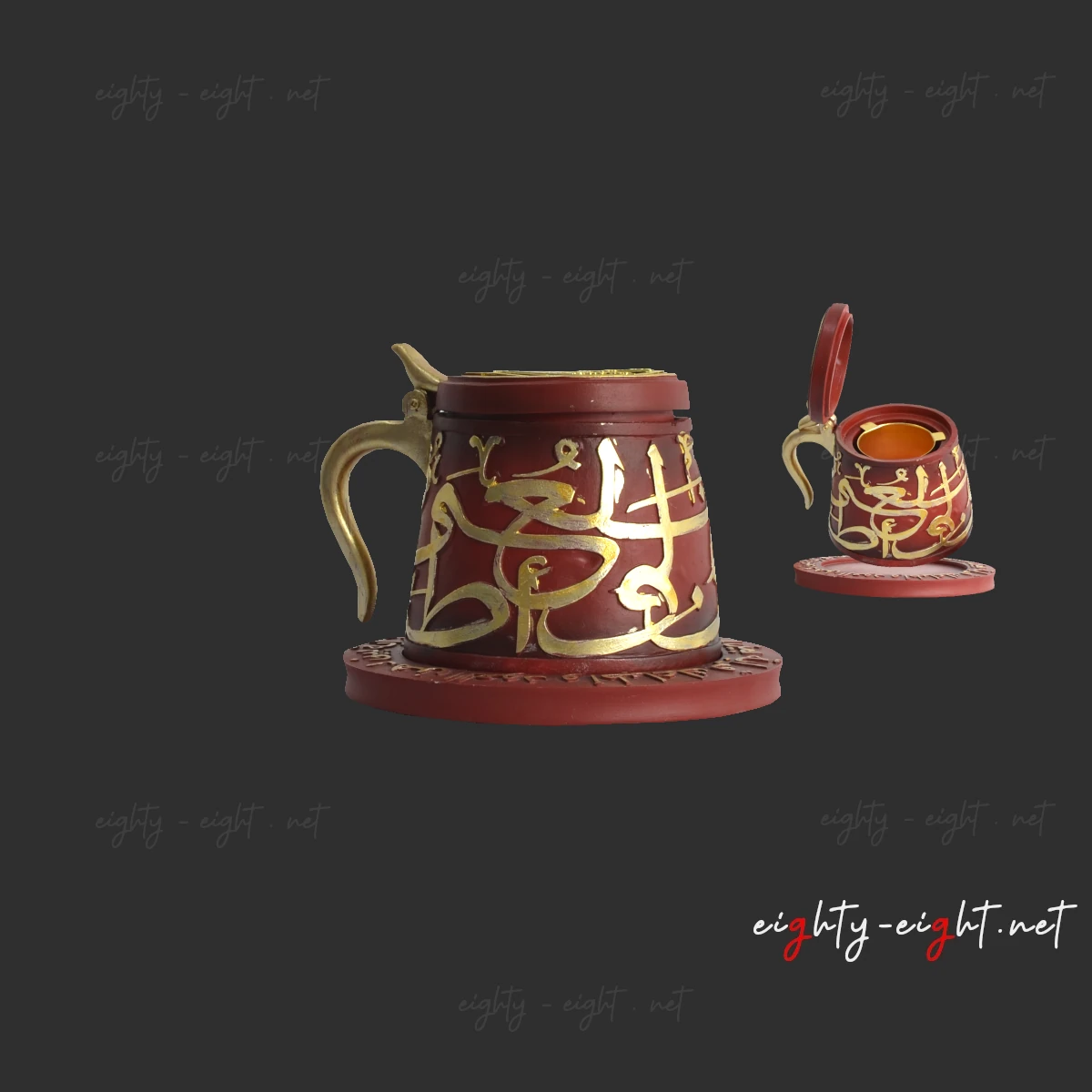 مبخرة مزخرفة عنابي و ذهبي