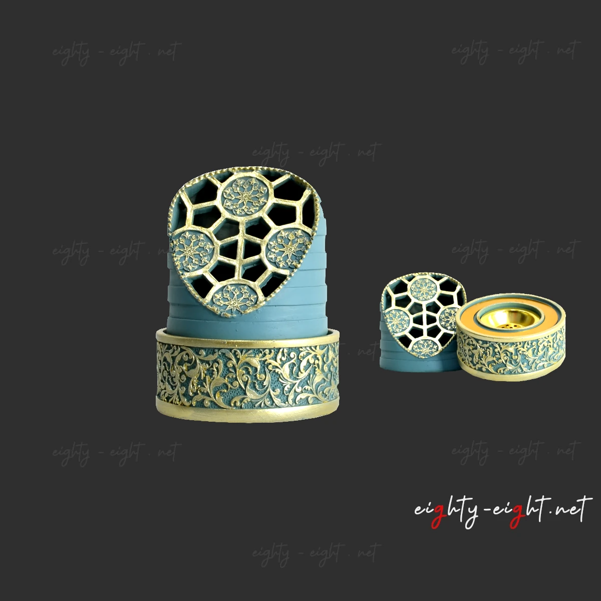 مبخرة صغيرة - تركوازي و ذهبي