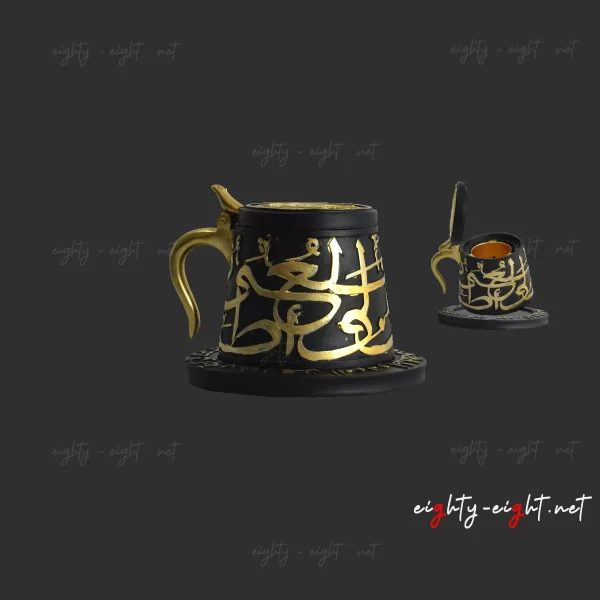 مبخرة مزخرفة صغيرة أسود و ذهبي
